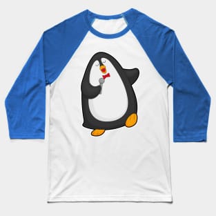 Penguin at Singing with Microphone & Tie Baseball T-Shirt